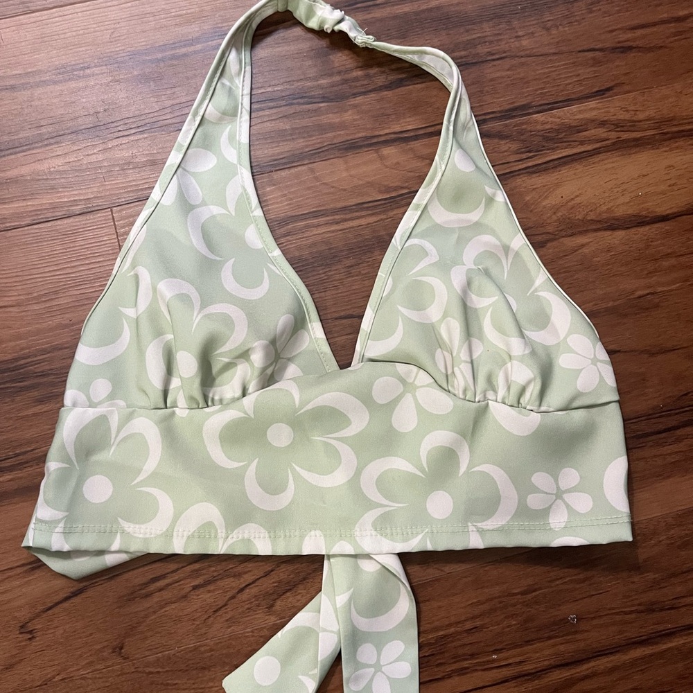 Altar'd State Pale Green Floral Top with White Print